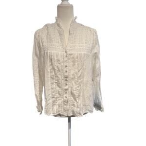 SUNDANCE White Eyelet Embroidered Blouse PM Petite Medium with Cami Liner